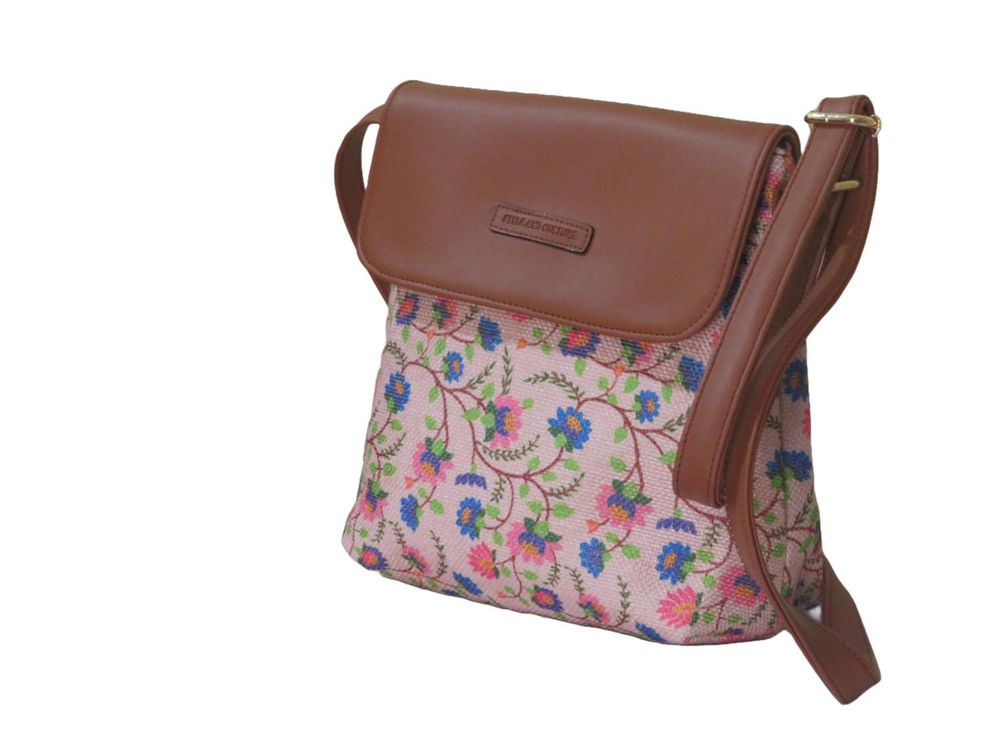 Style and Culture Handcrafted Floral design Vegan Sling Bag