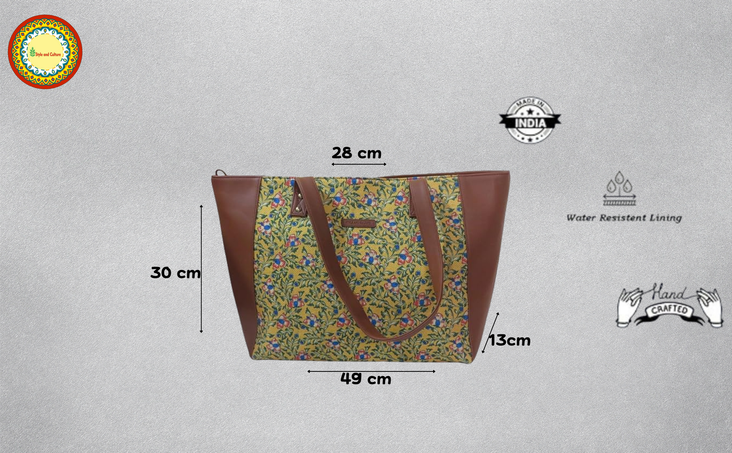 Style and Culture Handcrafted Mariglod Heritage Ceremics floral design Vegan Tote Bag