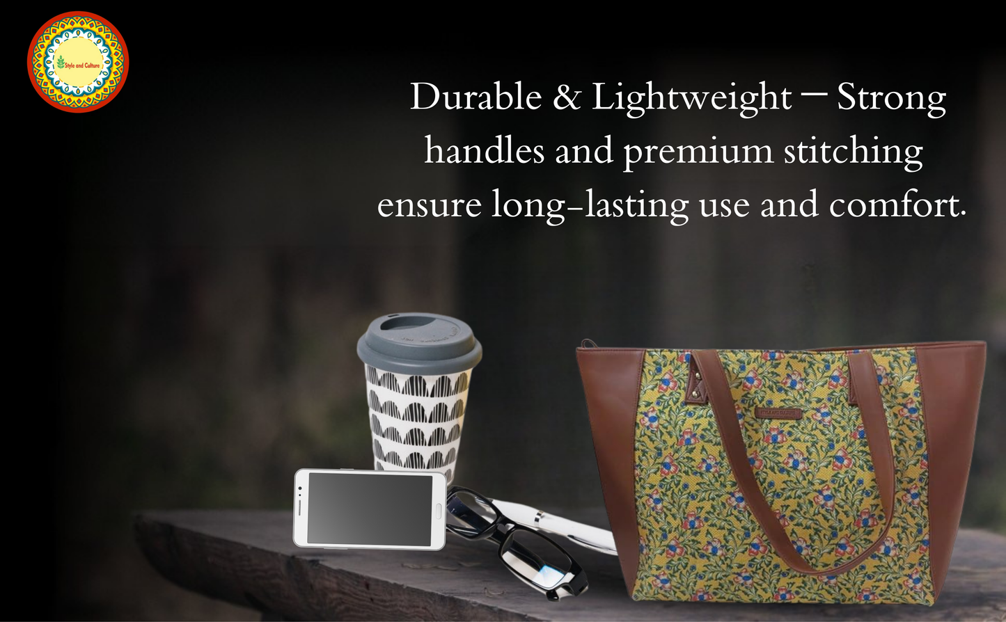 Style and Culture Handcrafted Mariglod Heritage Ceremics floral design Vegan Tote Bag