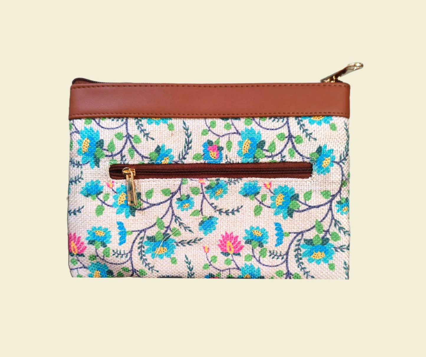 Style and Culture vegan floral motifs pouch perfect for daily essentials.