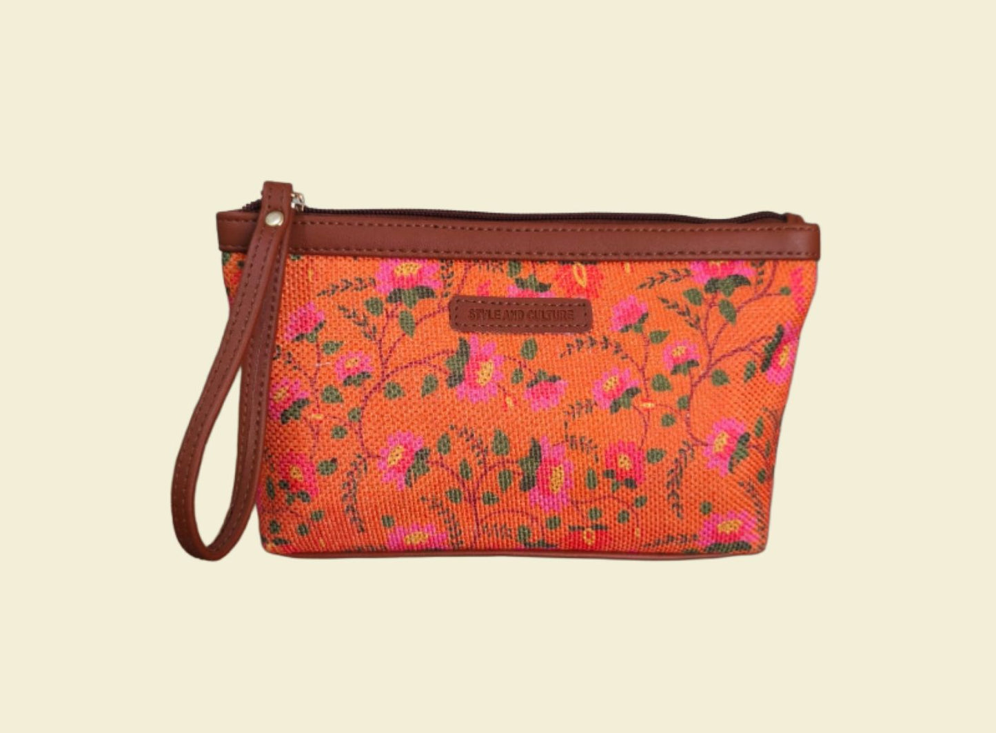 Style and Culture Rustic Floral Vegan Wristlet Pouch