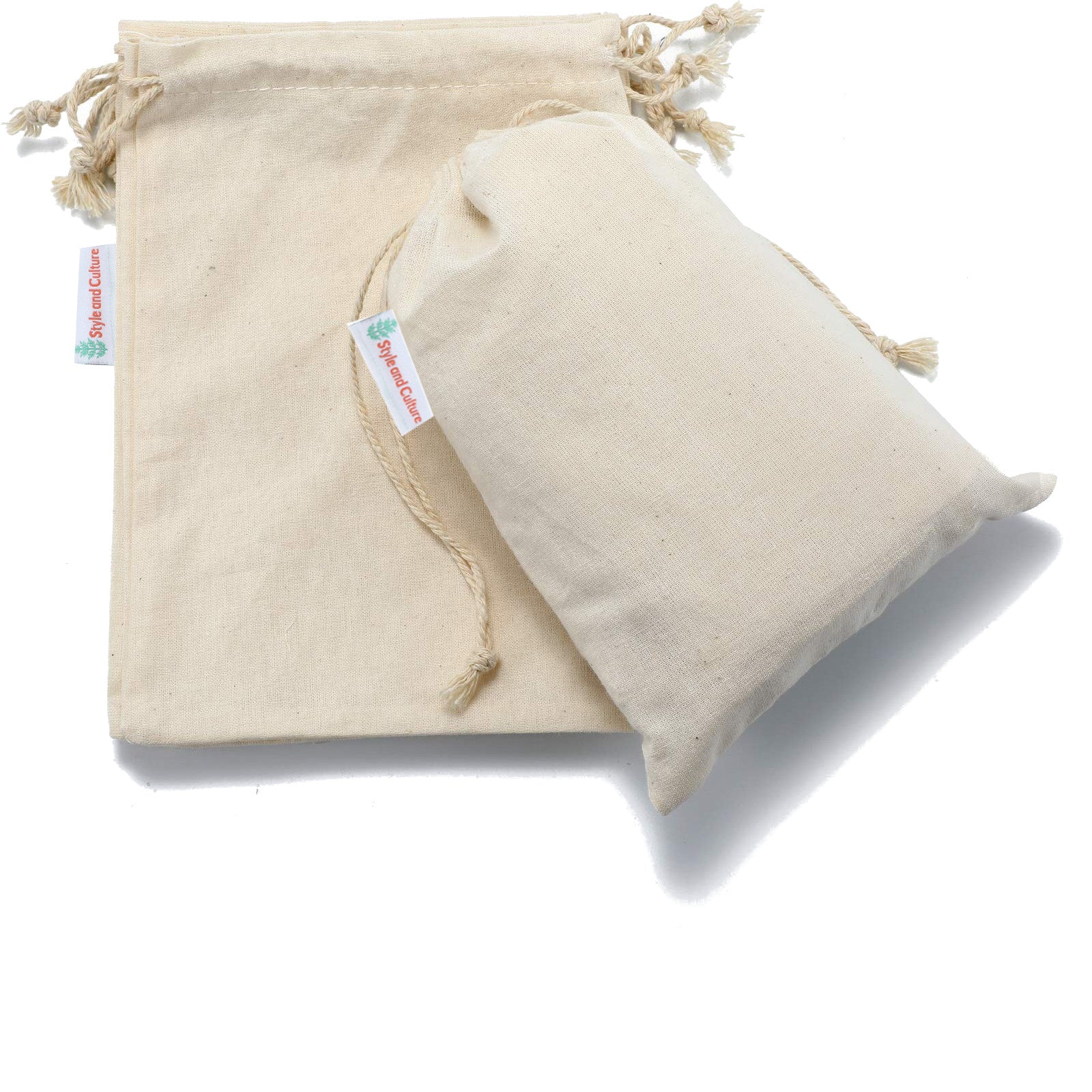 Style and Culture Cotton Drawstring Bags, Muslin Bags (5 by inch) Gi