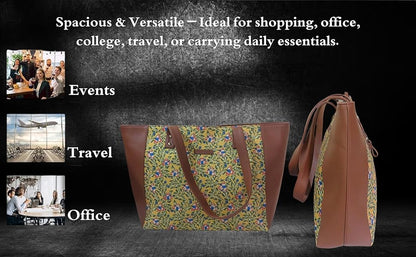 Style and Culture Handcrafted Marigold Heritage Ceramics floral design Vegan Tote Bag