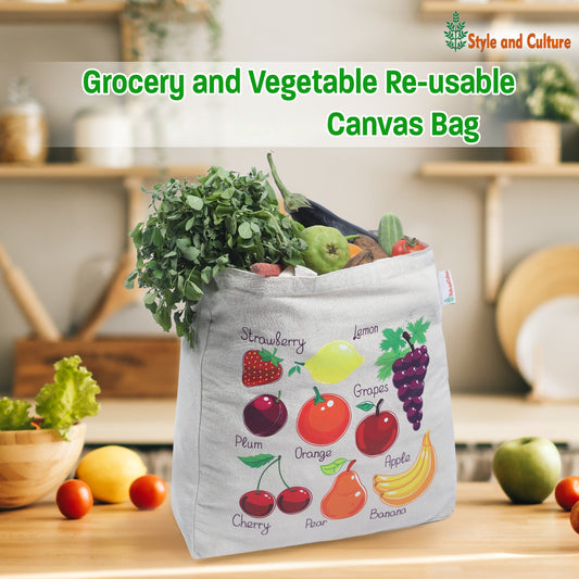 Style and Culture Reusable Canvas tote grocery bag