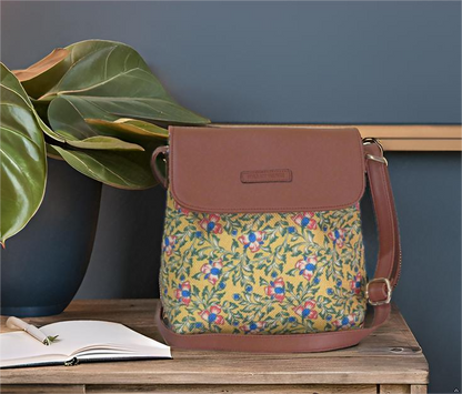 Style and Culture Handcrafted Floral design Vegan Sling Bag