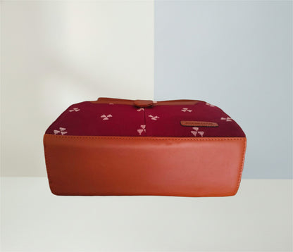 Style and Culture Handcrafted Maroon Ikat weave Vegan Sling Bag