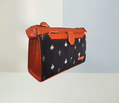 Style and Culture Handcrafted Black Ikat Everyday Sling Bag