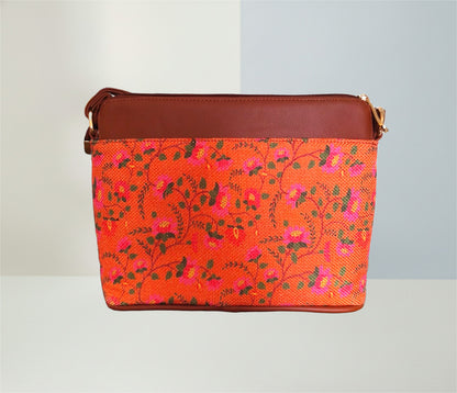 Style and Culture Handcrafted Orange Blossom Heritage Vegan Sling Bag