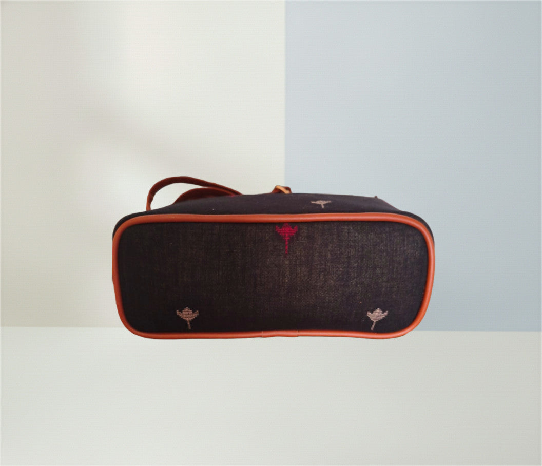 Style and Culture Handcrafted Black Minimal Ikat Vegan Sling Bag