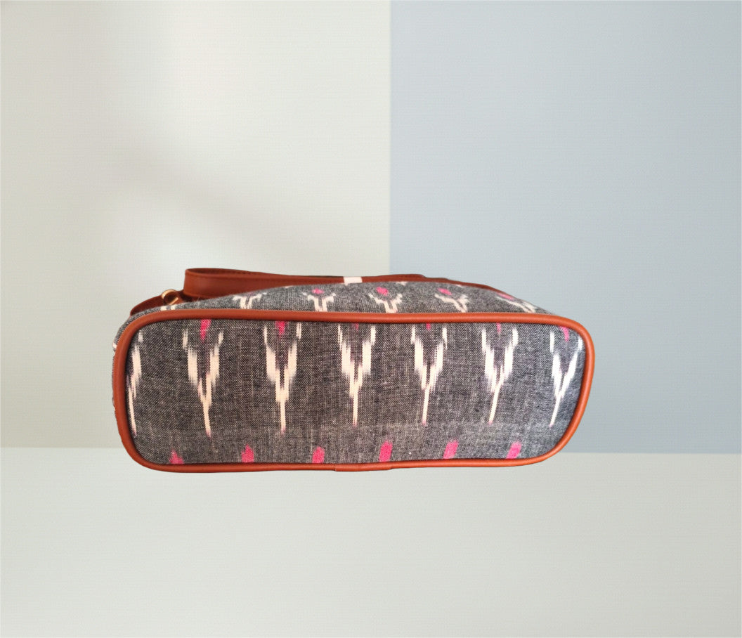 Style and Culture Handcrafted Grey Ikat Heritage Vegan Sling Bag