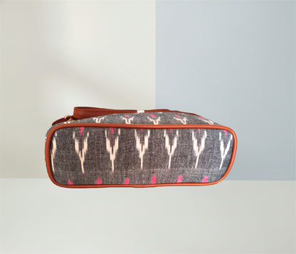 Style and Culture Handcrafted Grey Ikat Heritage Vegan Sling Bag