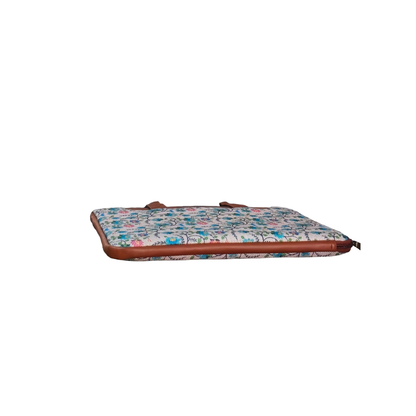 Handcrafted Floral Paithani inspired print Vegan Leather L Zipper Laptop Sleeve 15.6 inch