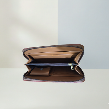 Handcrafted Heritage Ikkat Zip Wallet with Vegan Leather Trim