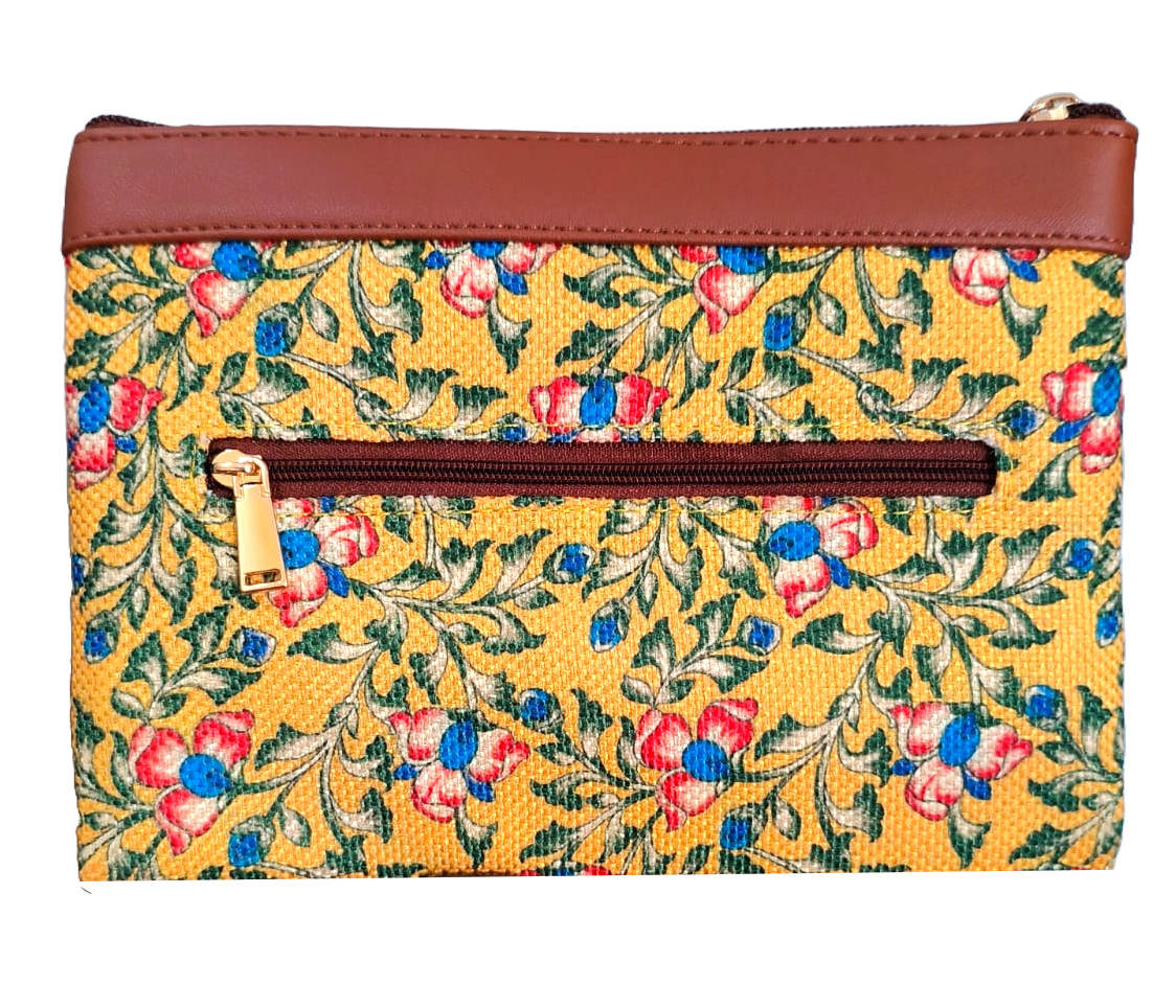 Style and Culture vegan floral motifs pouch perfect for daily essentials.