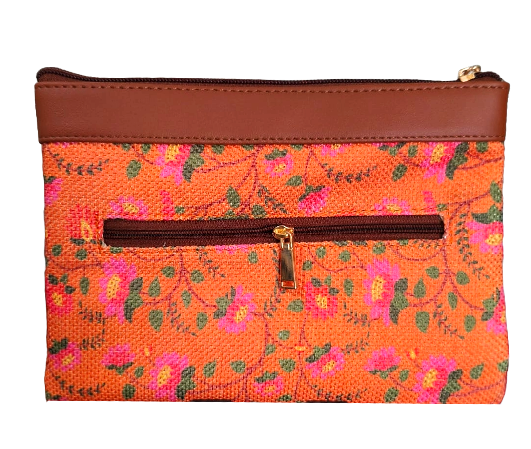 Style and Culture vegan floral motifs pouch perfect for daily essentials.
