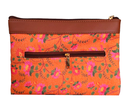 Style and Culture vegan floral motifs pouch perfect for daily essentials.