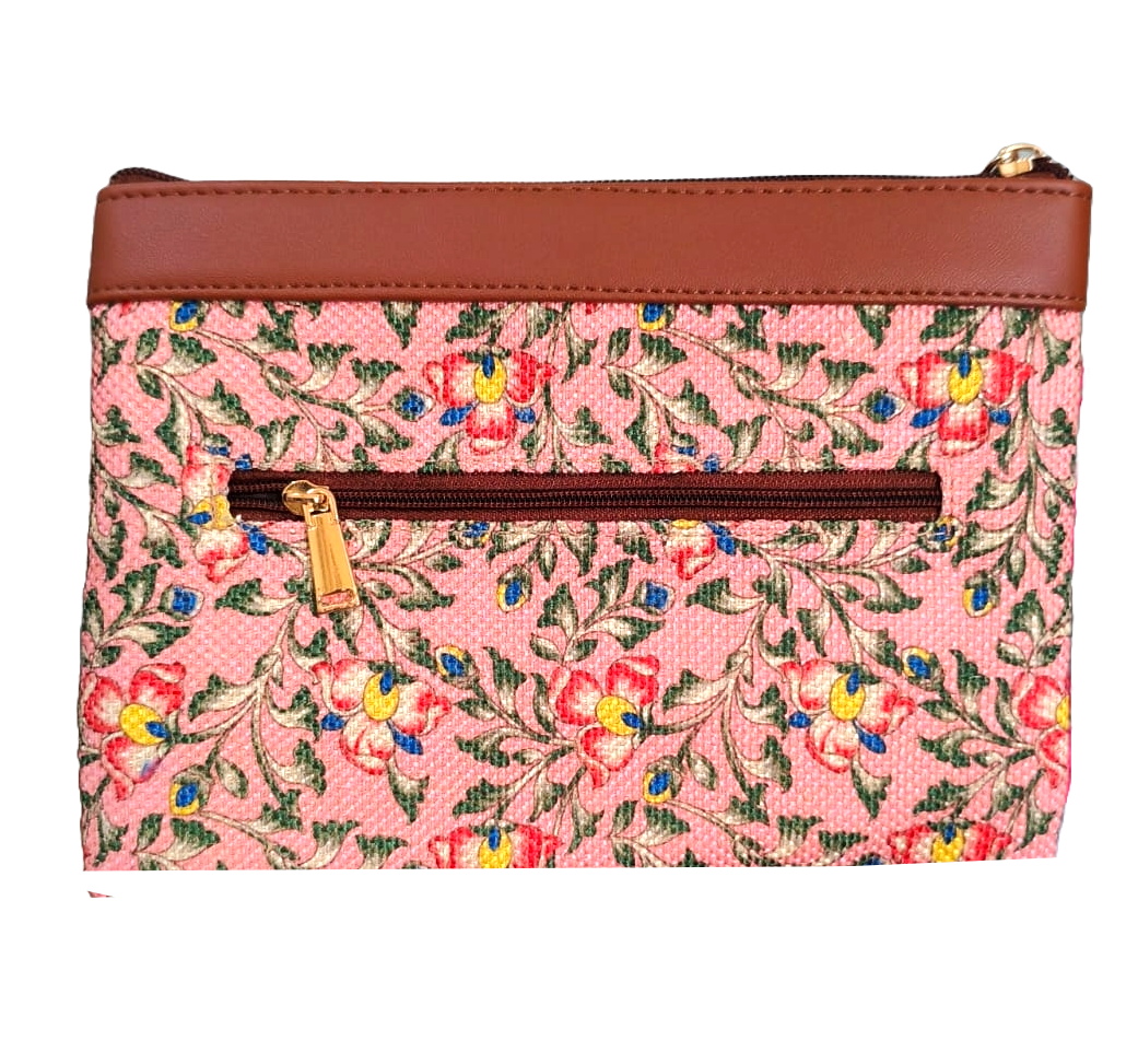 Style and Culture vegan floral motifs pouch perfect for daily essentials.