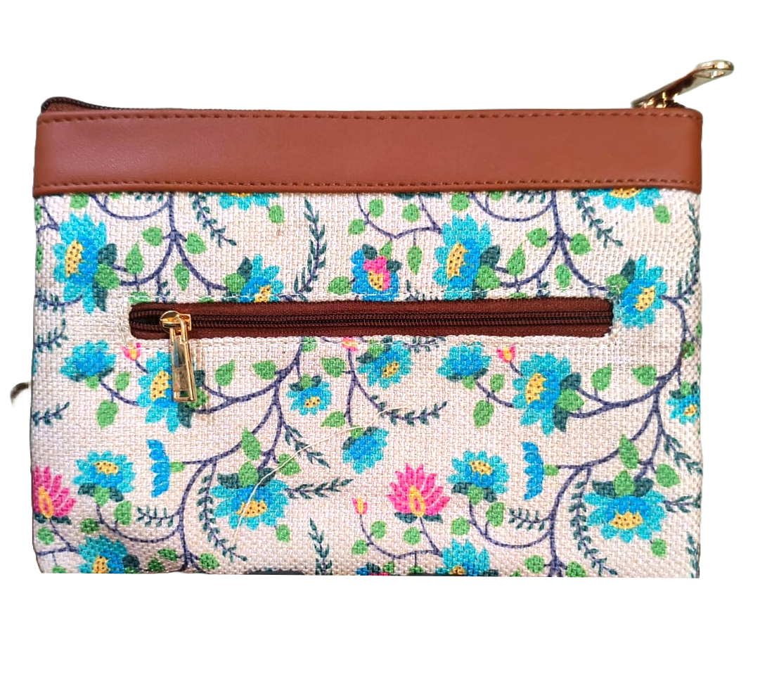 Style and Culture vegan floral motifs pouch perfect for daily essentials.