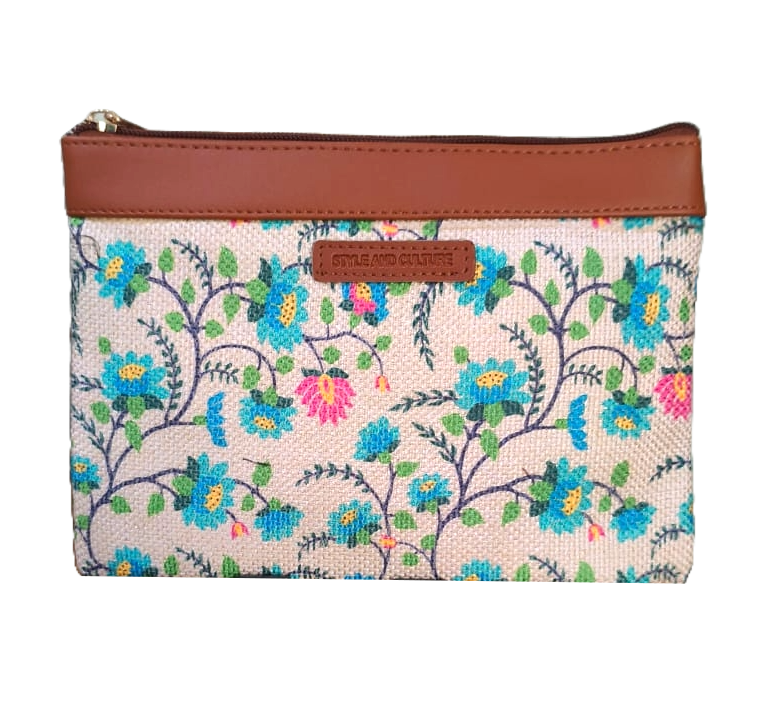 Style and Culture vegan floral motifs pouch perfect for daily essentials.