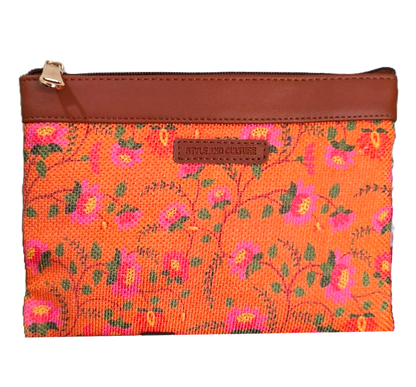 Style and Culture vegan floral motifs pouch perfect for daily essentials.