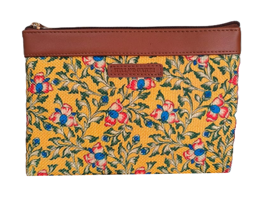 Style and Culture vegan floral motifs pouch perfect for daily essentials.