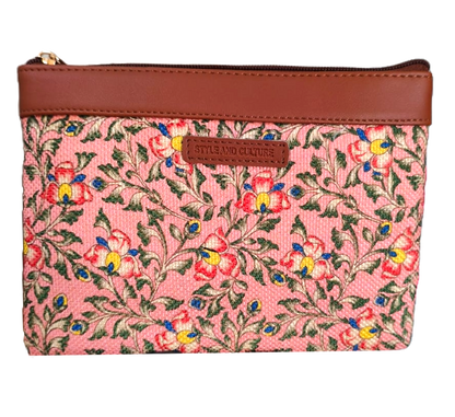 Style and Culture vegan floral motifs pouch perfect for daily essentials.