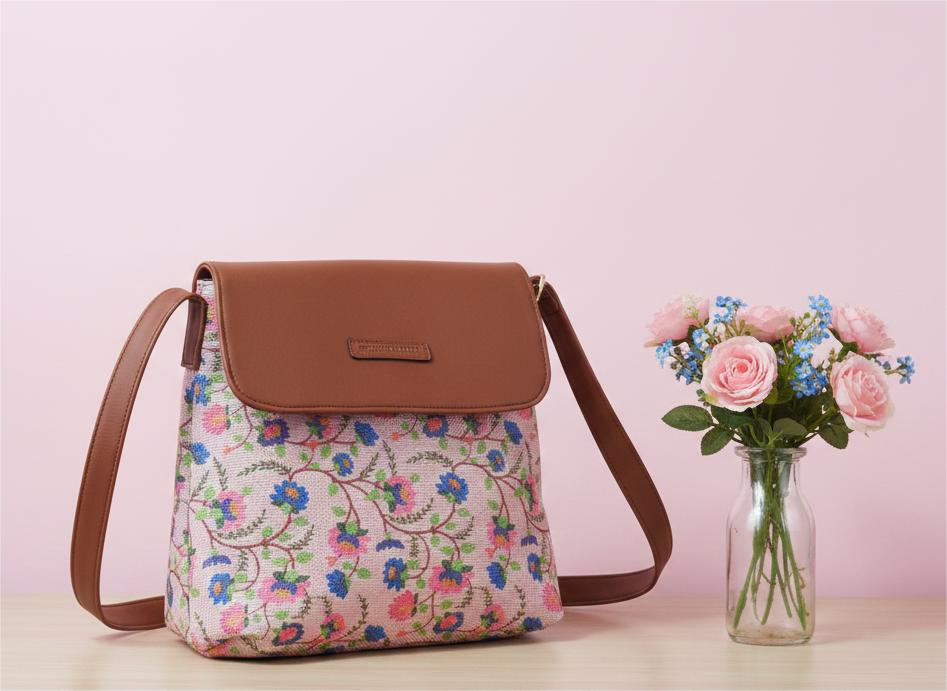 Style and Culture Handcrafted Floral design Vegan Sling Bag