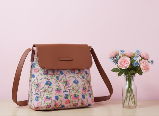 Style and Culture Handcrafted Floral design Vegan Sling Bag