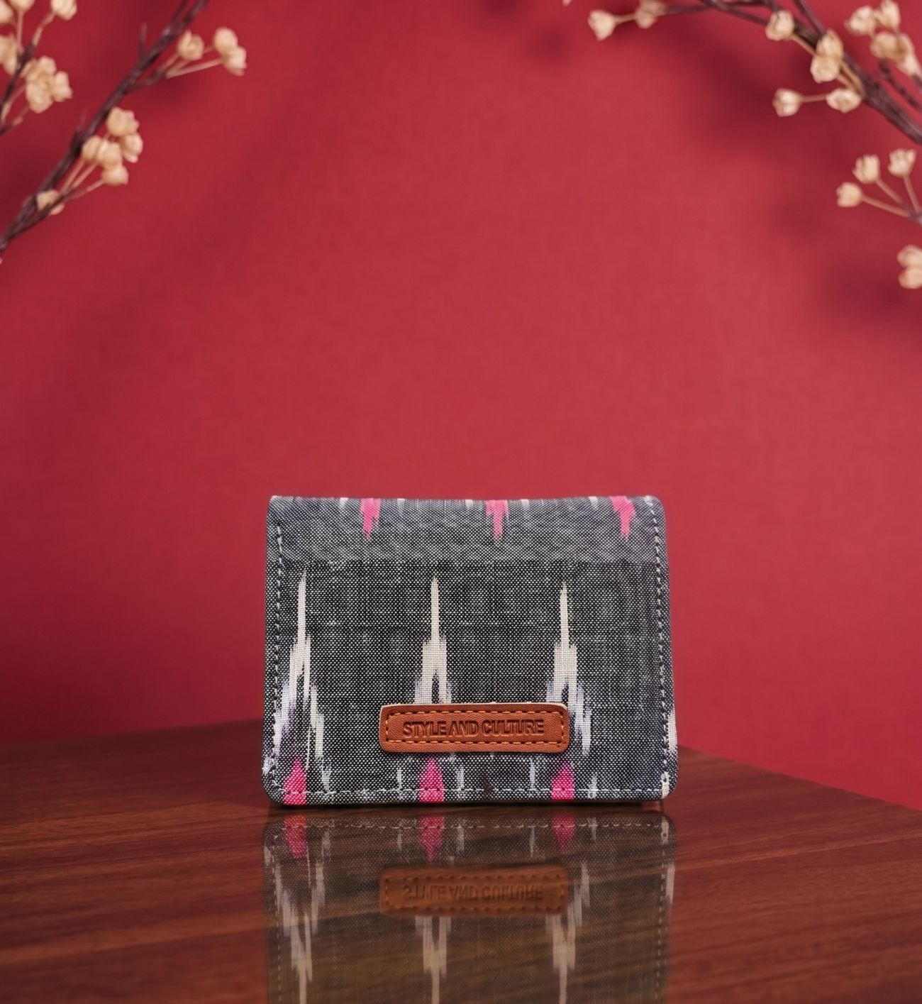 Combo offer-Style and Culture Vegan Ikat Mini Wallet (Grey)