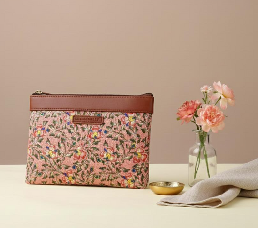 Style and Culture vegan floral motifs pouch perfect for daily essentials.