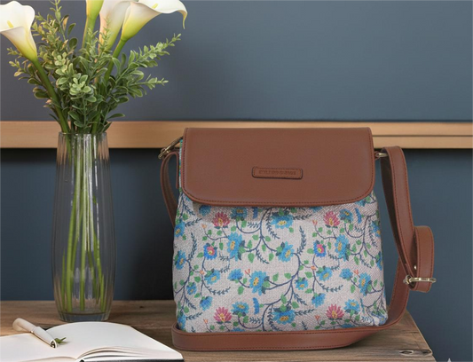 Style and Culture Handcrafted Floral design Vegan Sling Bag