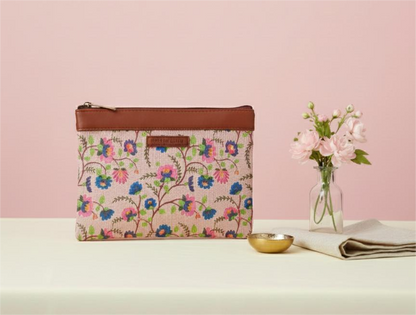 Style and Culture vegan floral motifs pouch perfect for daily essentials.