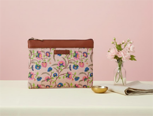 Style and Culture vegan floral motifs pouch perfect for daily essentials.