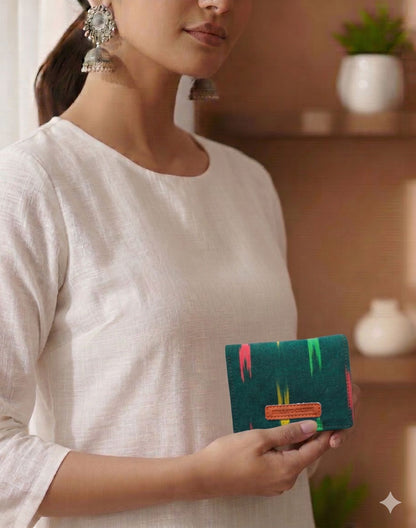 Combo offer-Style and Culture Vegan Ikat Mini Wallet (Green)