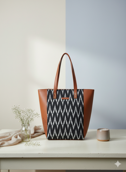 Style and Culture Handcrafted Ikkat design Vegan Tote Bag