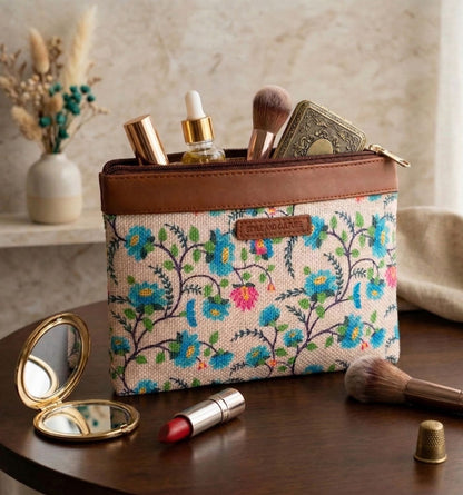 Style and Culture vegan floral motifs pouch perfect for daily essentials.