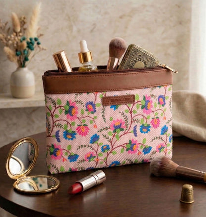 Style and Culture vegan floral motifs pouch perfect for daily essentials.