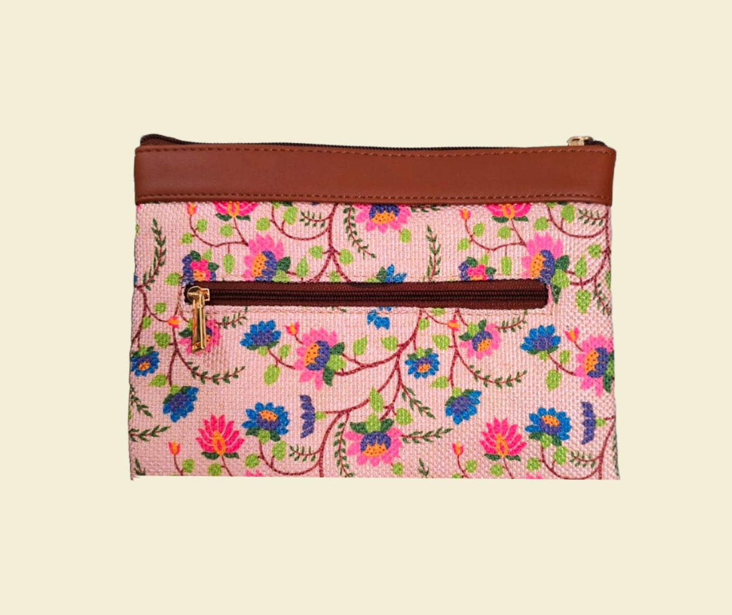Style and Culture vegan floral motifs pouch perfect for daily essentials.