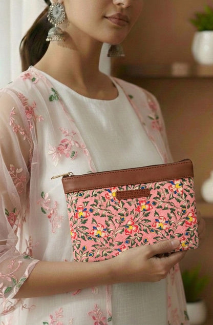 Style and Culture vegan floral motifs pouch perfect for daily essentials.