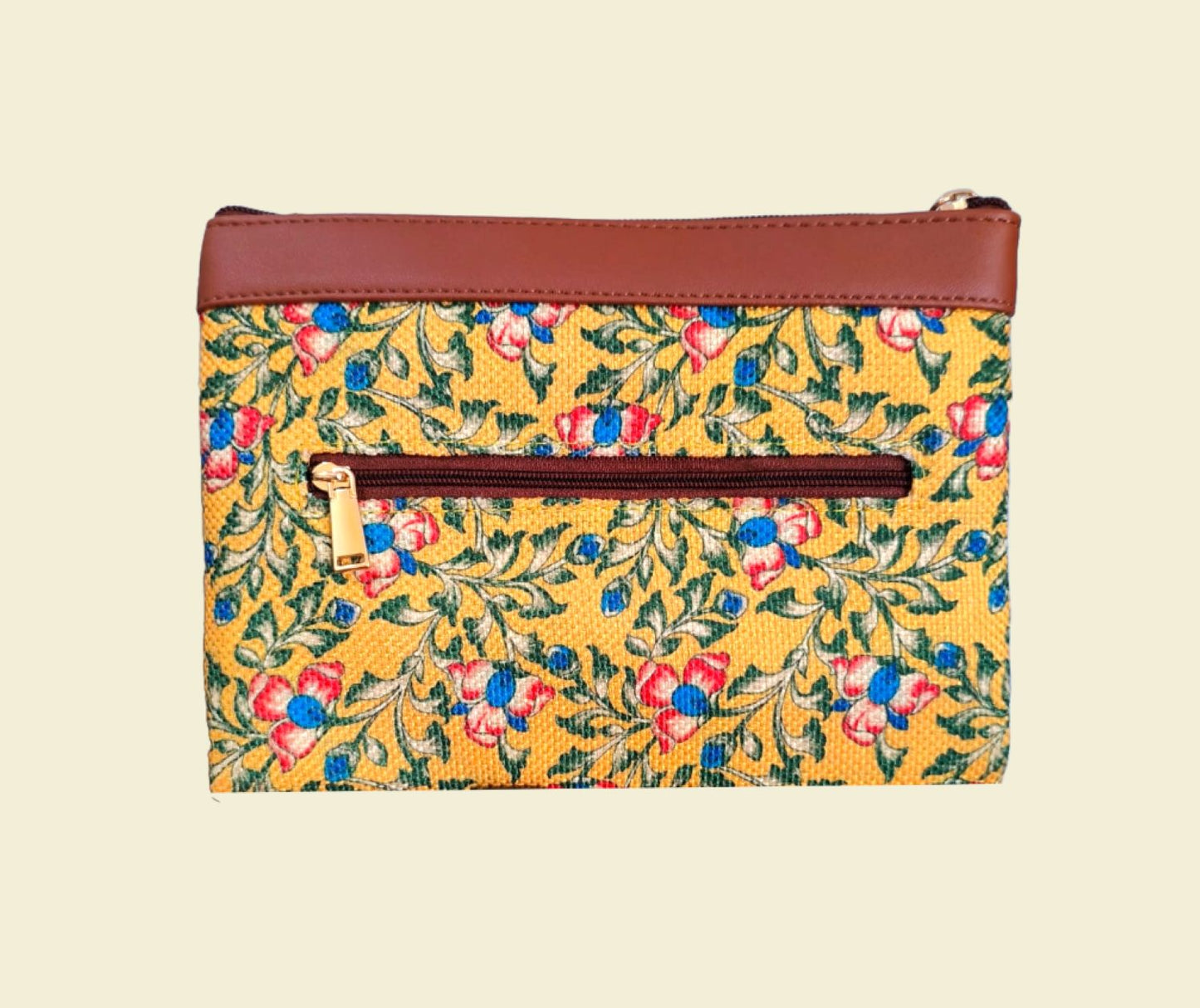 Style and Culture vegan floral motifs pouch perfect for daily essentials.