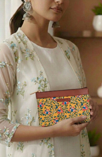 Style and Culture vegan floral motifs pouch perfect for daily essentials.