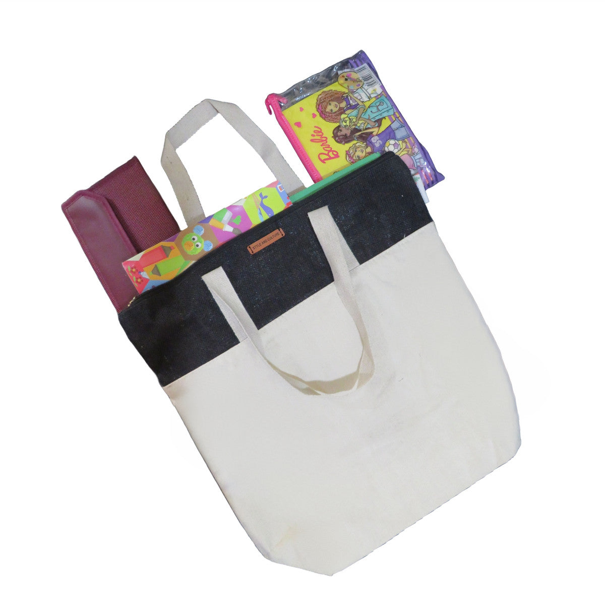 Style and Culture Jute Canvas Tote Bag