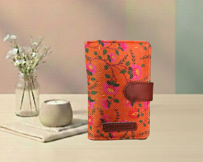 Handcrafted Floral Print Mini Card Wallet with Snap Closure