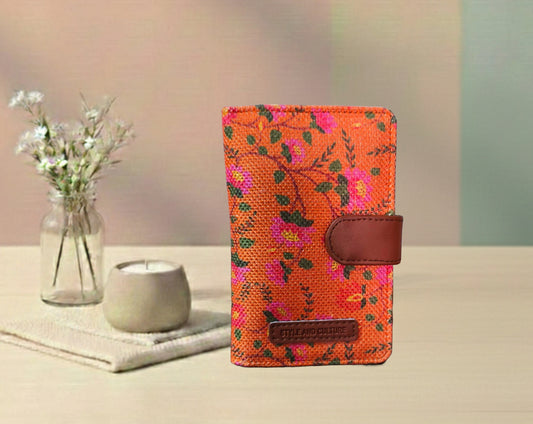 Handcrafted Floral Print Mini Card Wallet with Snap Closure