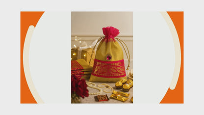 Style and Culture Women's Potli Bags – Wedding Return Gift (Set of 10, Gold) – Elegant Ethnic Design for Festive & Special Occasions